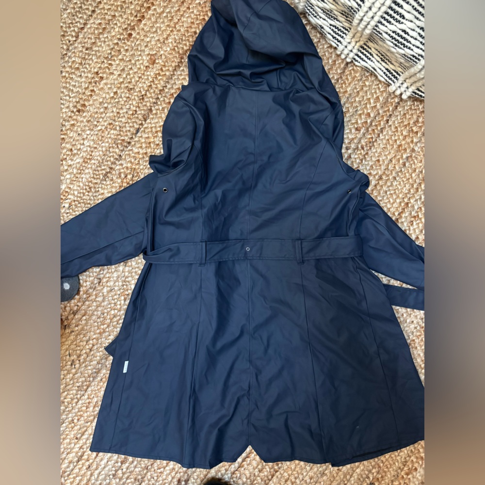 Rains Women's Blue Curve Long Trench - Picture 2 of 4